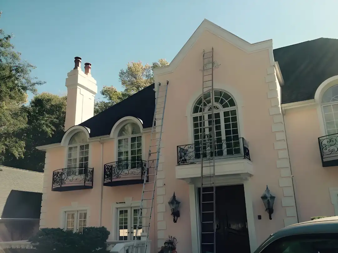 Luxury stucco home exterior being painted by SIB PRO PAINTERS — high-end exterior painting in Montgomery County, PA
