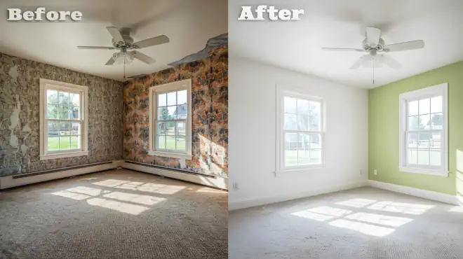 Bedroom Wallpaper Removal and Painting SIB PRO PAINTERS