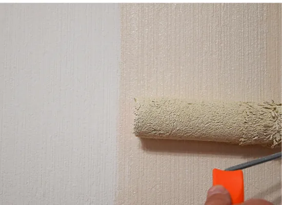 During the process of living area painting